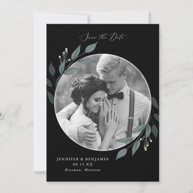 Bouquet of Greenery Save The Date (Front)