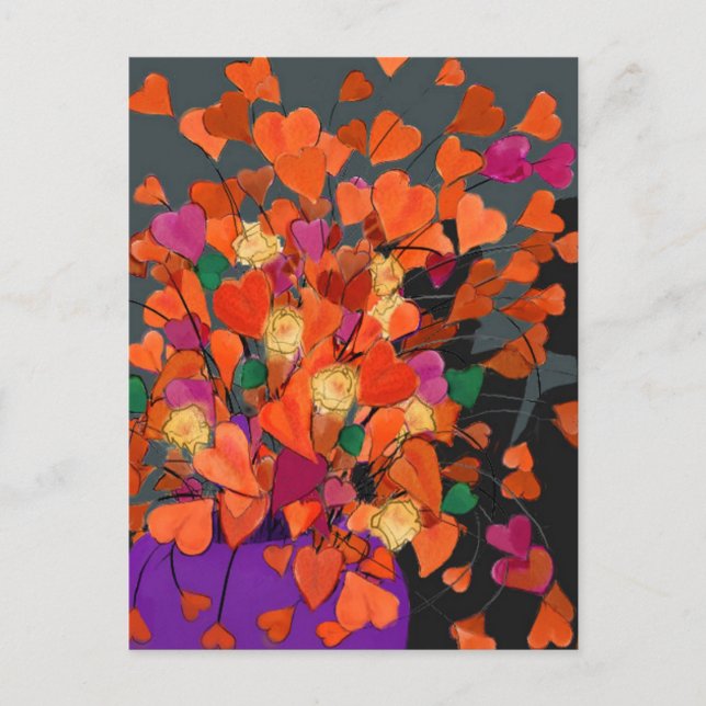 Bouquet of Hearts – Valentine Holiday Postcard (Front)