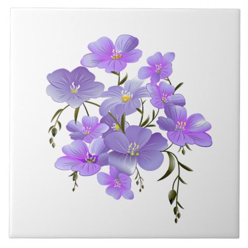 Bouquet of Lavender_Colored Flowers Ceramic Tile