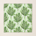 Bouquet of lilly of the valley flowers on green scarf<br><div class="desc">Bouquet of painted with watercolors lily of the valley flowers seamless pattern design</div>