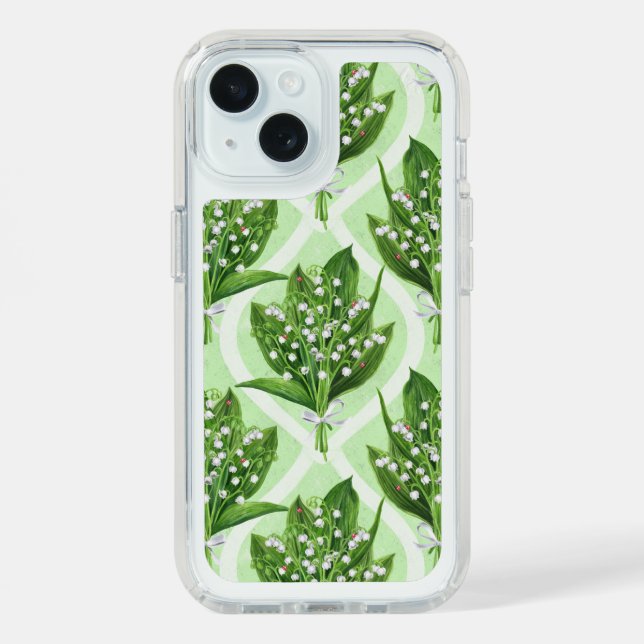 Bouquet of lilly of the valley flowers on green speck iPhone case (Front (Blue))