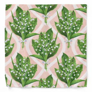 Bouquet of lilly of the valley flowers on pink bandana