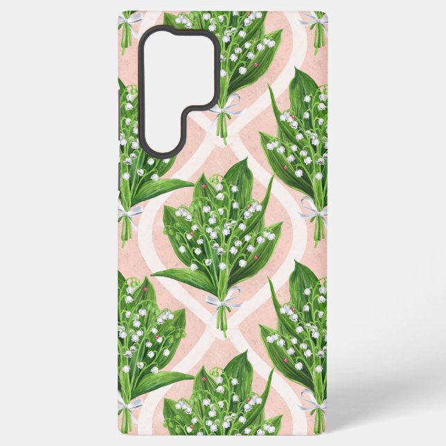 Bouquet of lilly of the valley flowers on pink samsung galaxy case (Back)