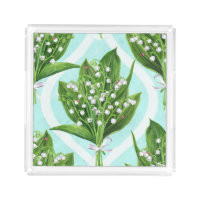 Bouquet of lily of the valley flowers on blue