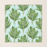 Bouquet of lily of the valley flowers on blue scarf<br><div class="desc">Bouquet of painted with watercolors lily of the valley flowers seamless pattern design</div>