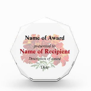 Bouquet of Marigolds Acrylic Award