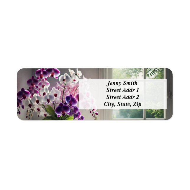 Bouquet of Orchids by the window Label (Front)