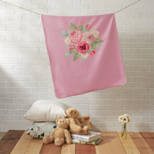 Bouquet of Painted Pink Roses Baby Blanket