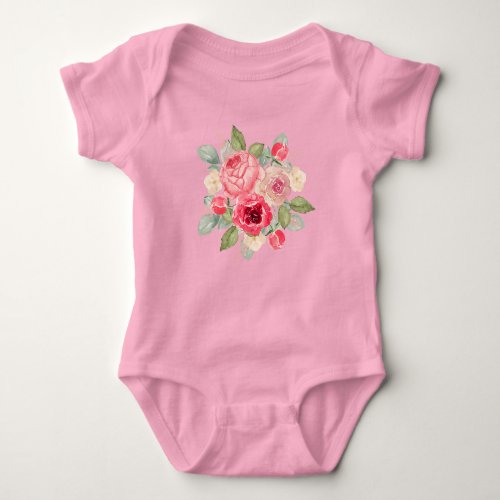 Bouquet of Painted Pink Roses Baby Bodysuit