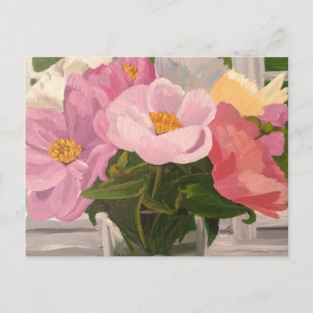 Bouquet of Peonies in glass jar Post card (Front)