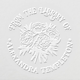 Bouquet of Peonies Library Book Name Embosser