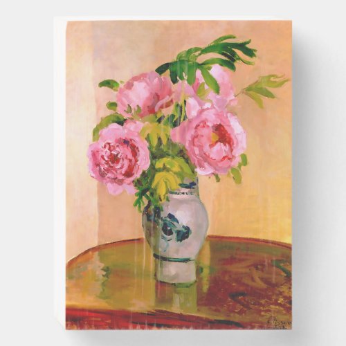 Bouquet of Pink Peonies by Camille Pissarro Wooden Box Sign