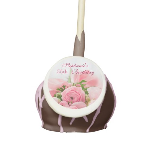Bouquet Of Pink Roses 35th Birthday Cake Pops
