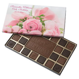 Bouquet Of Pink Roses 75th Birthday 45 Piece Box Of Chocolates