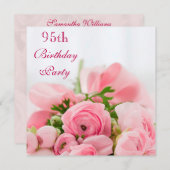 Bouquet Of Pink Roses 95th Birthday Invitation (Front/Back)