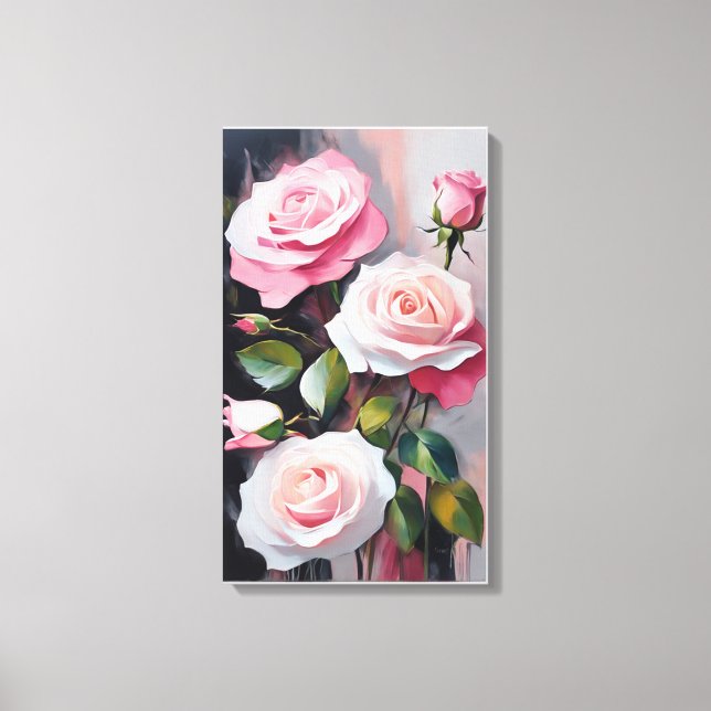 Bouquet of pink  roses canvas print (Front)