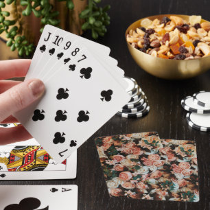 Bouquet of Pink Roses & Green Leaves Poker Cards