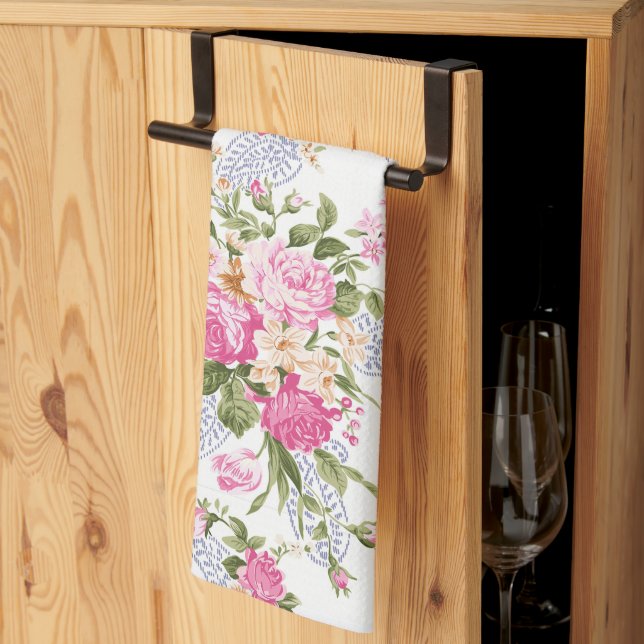 Bouquet of Pink Roses Kitchen Towel (Thirds Fold)