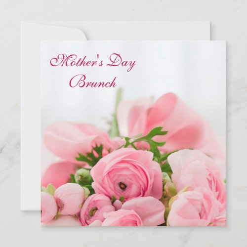 Bouquet Of Pink Roses Mothers Day Brunch Invitation