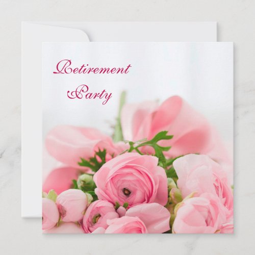 Bouquet Of Pink Roses Retirement Invitation