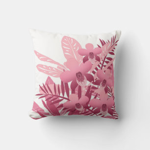 Bouquet of pink tropical plants throw pillow