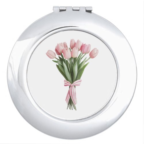 Bouquet of Pink Tulips Compact Mirror