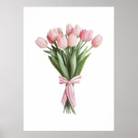 Bouquet of Pink Tulips Poster<br><div class="desc">Embracing the essence of nature,  this illustration captures a bouquet of pink tulips in full bloom. The bouquet,  tied together with a simple ribbon,  exudes a sense of freshness and renewal.</div>