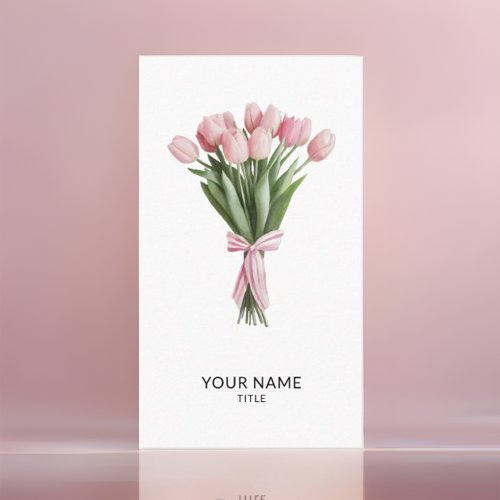 Bouquet of Pink Tulips Qr Code  Business Card