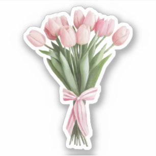 Bouquet of Pink Tulips Sticker