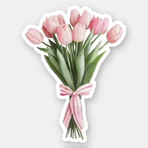 Bouquet of Pink Tulips Sticker