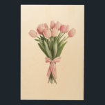 Bouquet of Pink Tulips Wood Wall Art<br><div class="desc">Embracing the essence of nature,  this illustration captures a bouquet of pink tulips in full bloom. The bouquet,  tied together with a simple ribbon,  exudes a sense of freshness and renewal.</div>