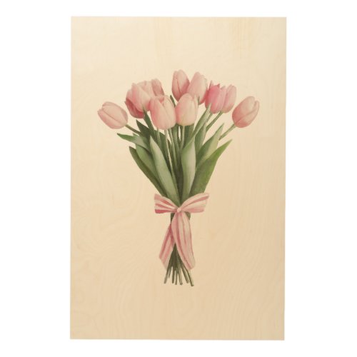 Bouquet of Pink Tulips Wood Wall Art