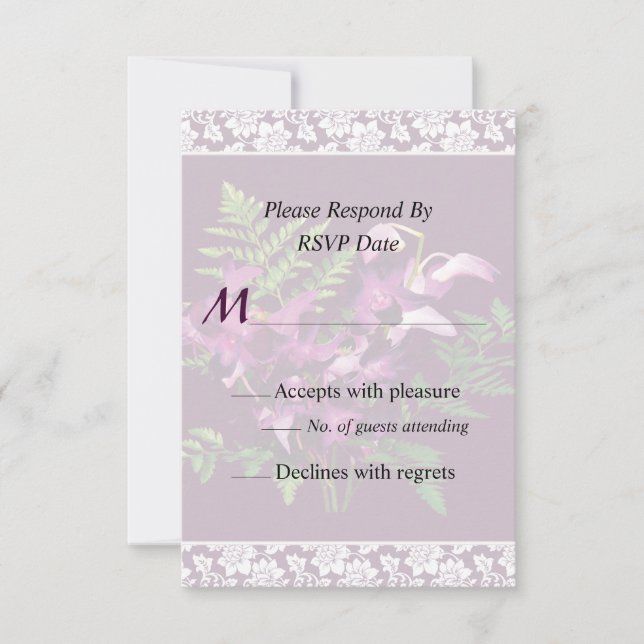 Bouquet of Purple Orchids Wedding Invitation (Front)