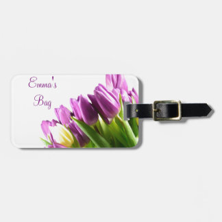 Bouquet of Purple tulips luggage tag