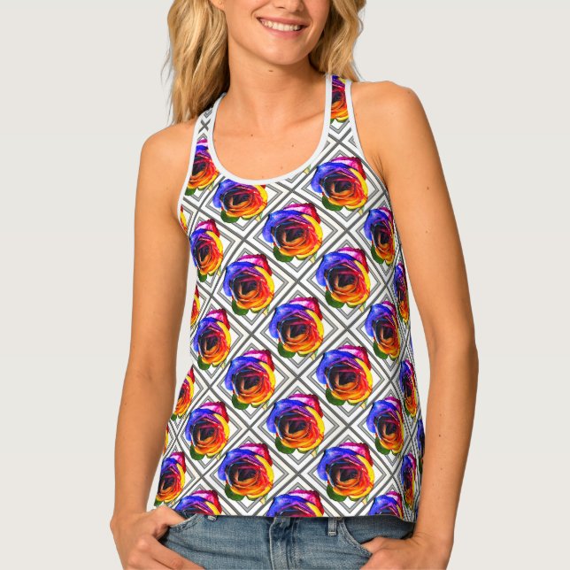 Bouquet of Rainbow Roses  Tank Top (Front)