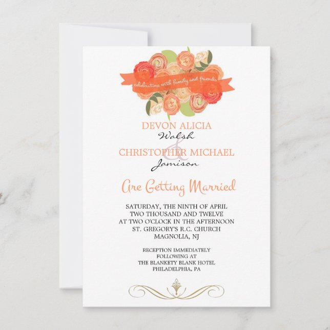 Bouquet of Ranunculus Wedding Invitation (Front)