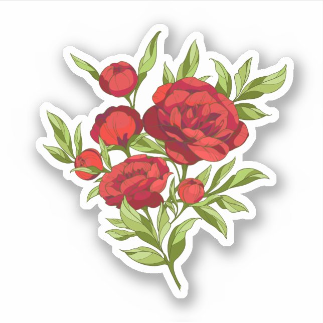 Bouquet of red peonies sticker (Front)