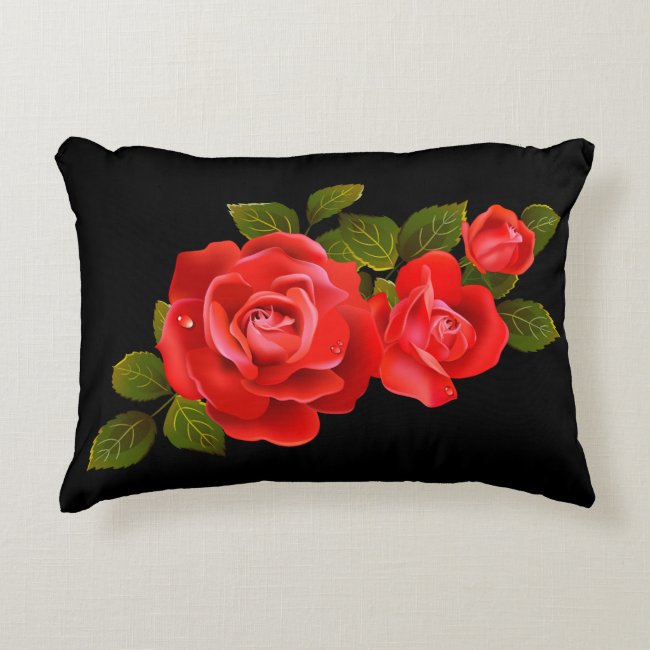 Bouquet of Red Roses Accent Pillow