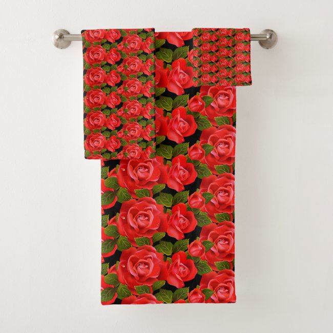 Bouquet of Red Roses Bath Towels