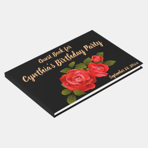 Bouquet of Red Roses Birthday Party Guest Book