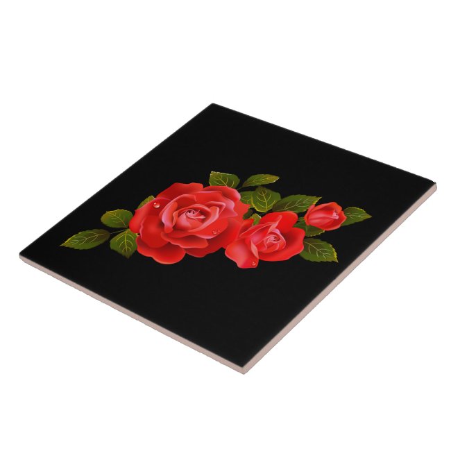 Bouquet of Red Roses Ceramic Tile