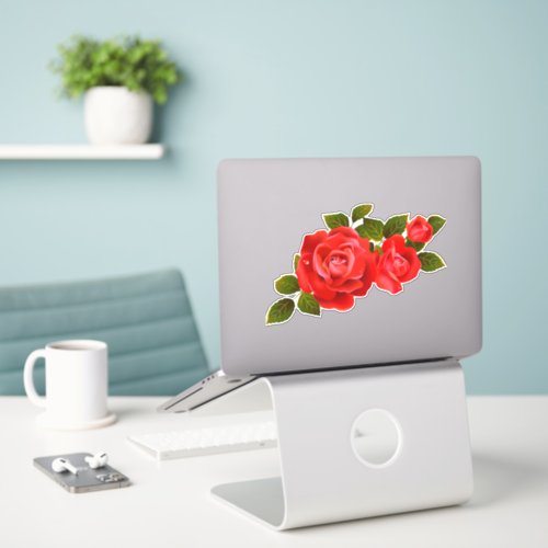 Bouquet of Red Roses Custom Cut Vinyl Sticker