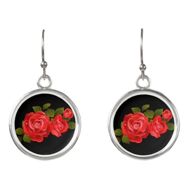 Bouquet of Red Roses Earrings