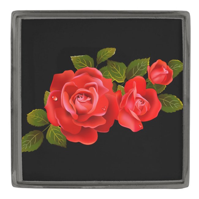 Bouquet of Red Roses Lapel Pin