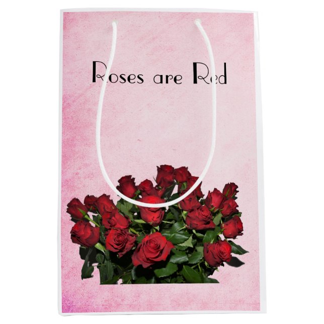 Bouquet of red roses medium gift bag (Front)