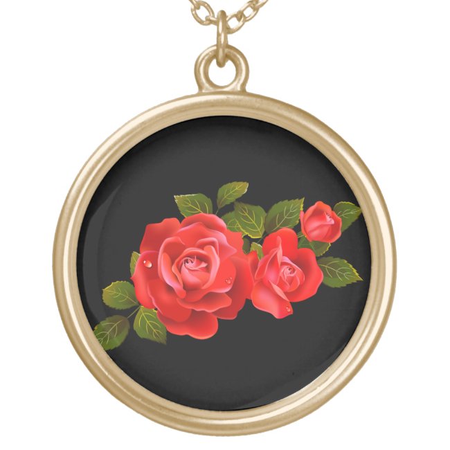 Bouquet of Red Roses Necklace