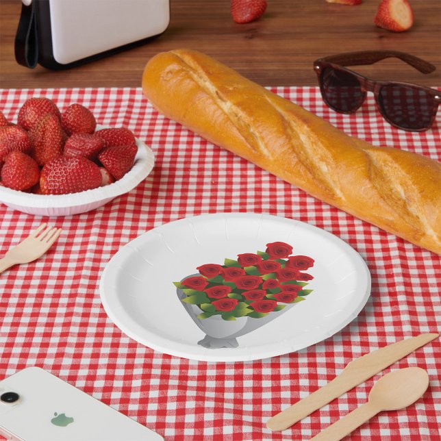 Bouquet Of Red Roses Paper Plates (Creator Uploaded)