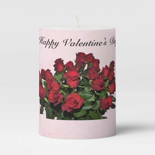 Bouquet of red roses pillar candle