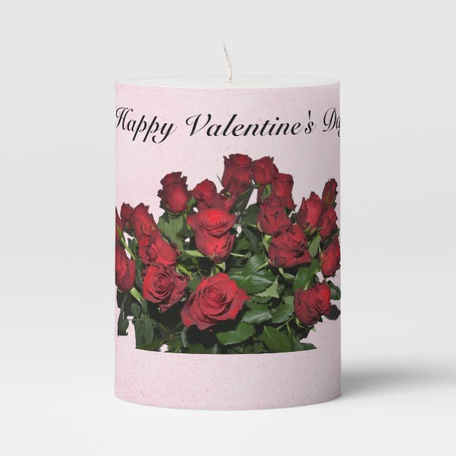 Bouquet of red roses pillar candle (Front)