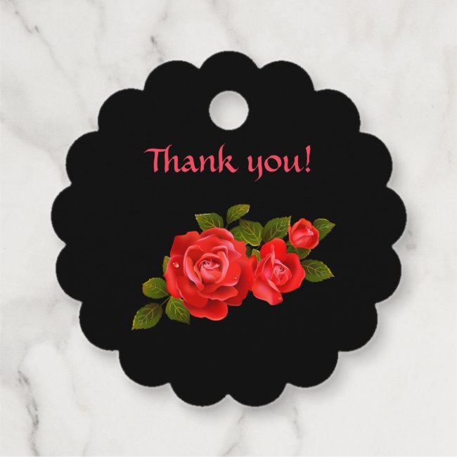 Bouquet of Red Roses Thank You Favor Tags